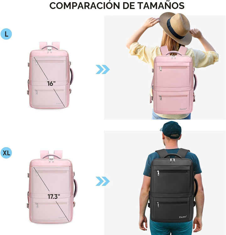 BALEINE Mochila de viaje para mujeres y hombres, mochila grande y r...