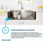 Elkay Fregadero de estación de trabajo EFRU30169RTWC, 31-1/2", calibre 16