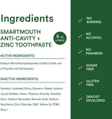SmartMouth Pasta de dientes anticaries + zinc, flúor para la preven...