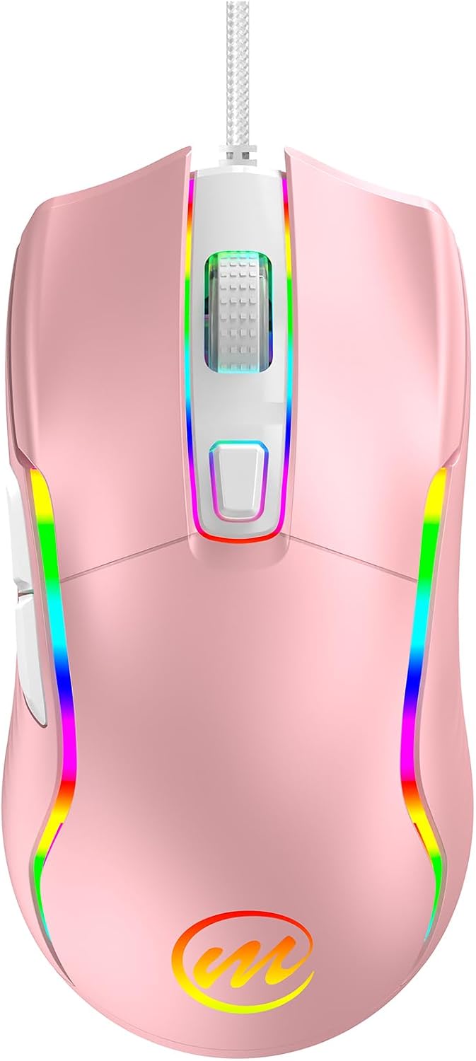 memzuoix Mouse para juegos con cable RGB - 6 DPI ajustables hasta 1...