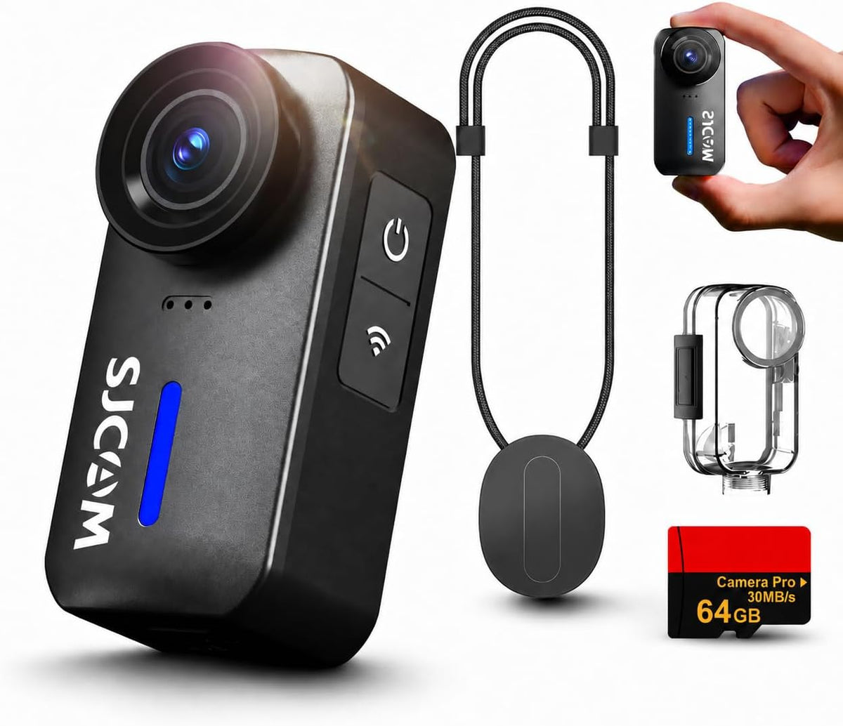 SJCAM Cámara de acción C110 más 4K, mini leva magnética del cuerpo del POV