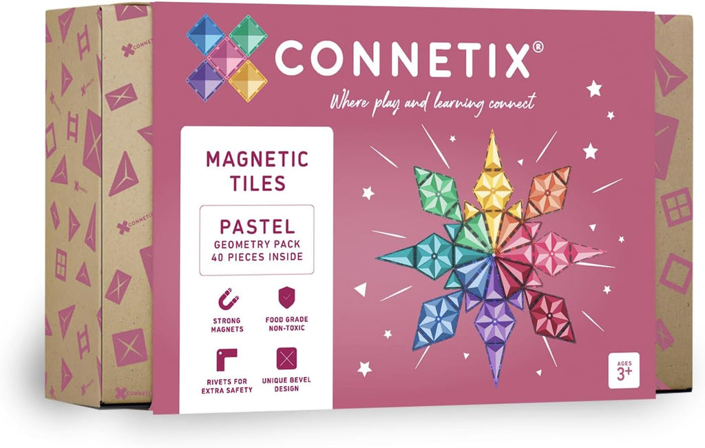 CONNETIX Paquete de geometría pastel de azulejos magnéticos, 40 piezas