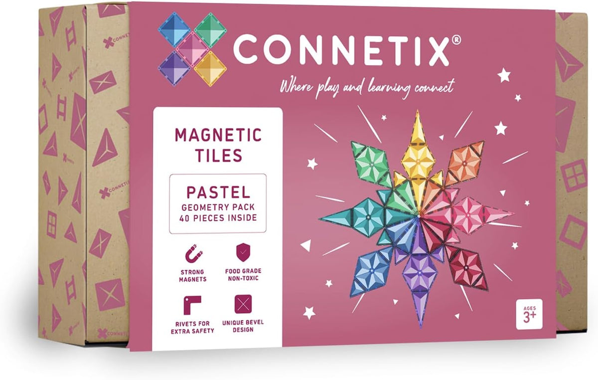 CONNETIX Paquete de geometría pastel de azulejos magnéticos, 40 piezas