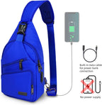 Bandolera cruzada con cable USB para senderismo, acampar y viajes al aire libre, para mujeres y hombres