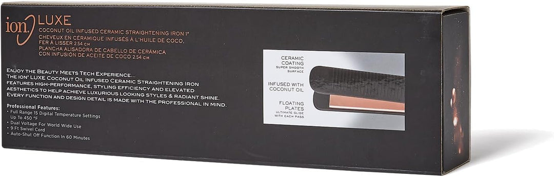 Ion Plancha plana de cerámica con infusión de coco Luxe de 1 pulgada
