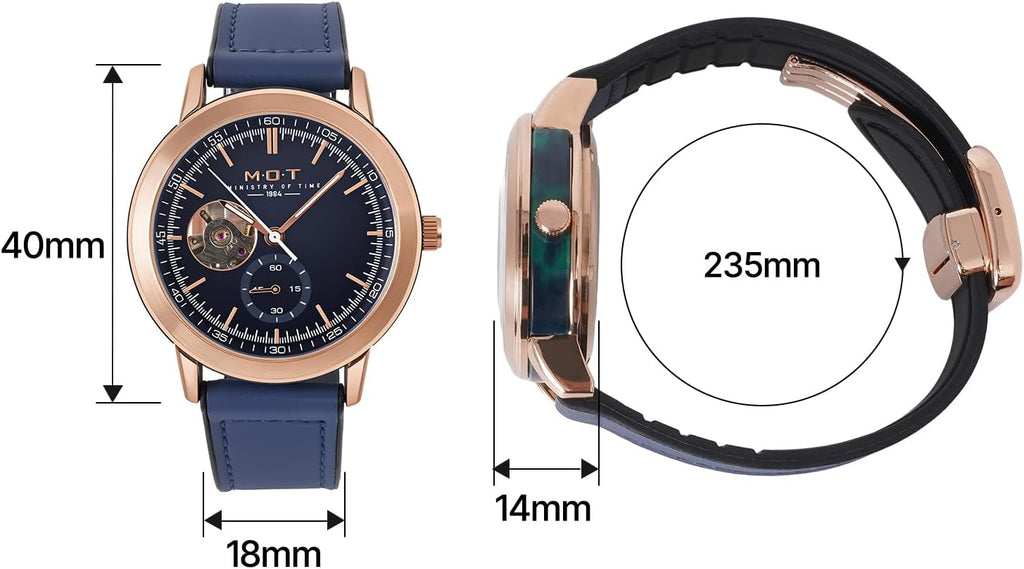 M.O.T Reloj automático de selección, 1.535 in, unisex, esfera de corazón abierto, movimiento automático, fondo de caja inoxidable, resistente al agua 3ATM, Ministry of Time
