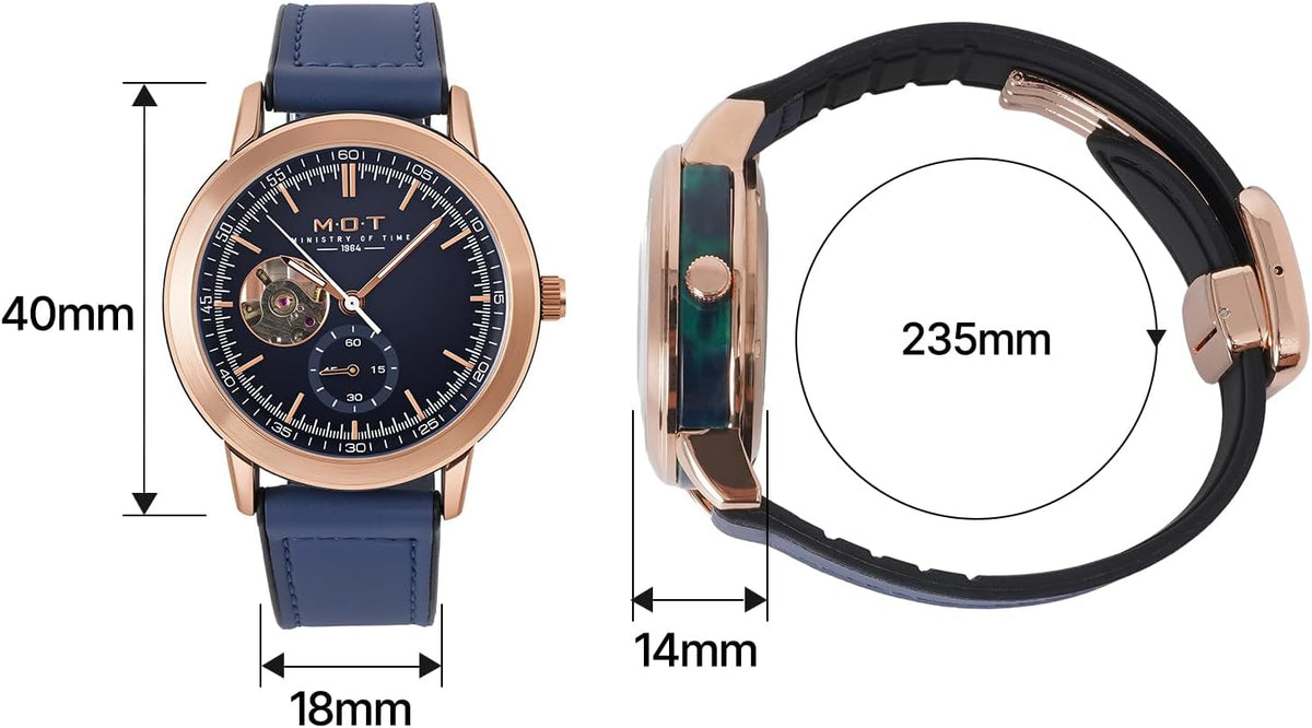 M.O.T Reloj automático de selección, 1.535 in, unisex, esfera de corazón abierto, movimiento automático, fondo de caja inoxidable, resistente al agua 3ATM, Ministry of Time