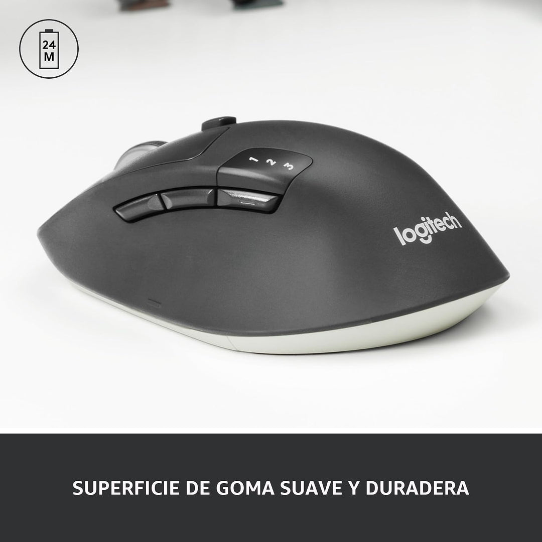 Logitech M720 - Ratón inalámbrico de triatlón, Bluetooth, receptor...