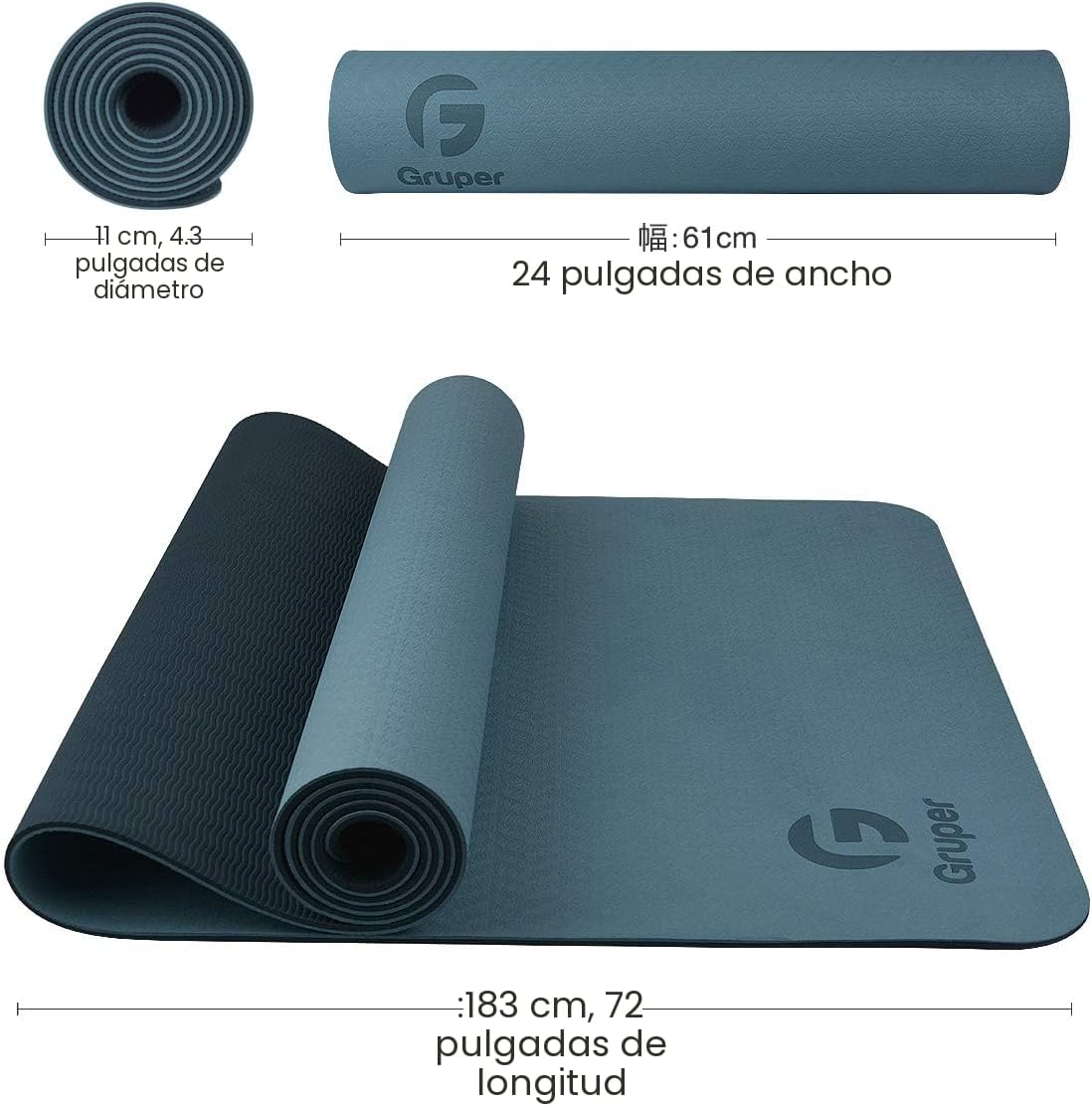 Tapete de yoga antideslizante, ecológico, con funda de transporte, tapete de yoga profesional para mujeres, tapete de entrenamiento para el hogar, pilates y ejercicios de piso