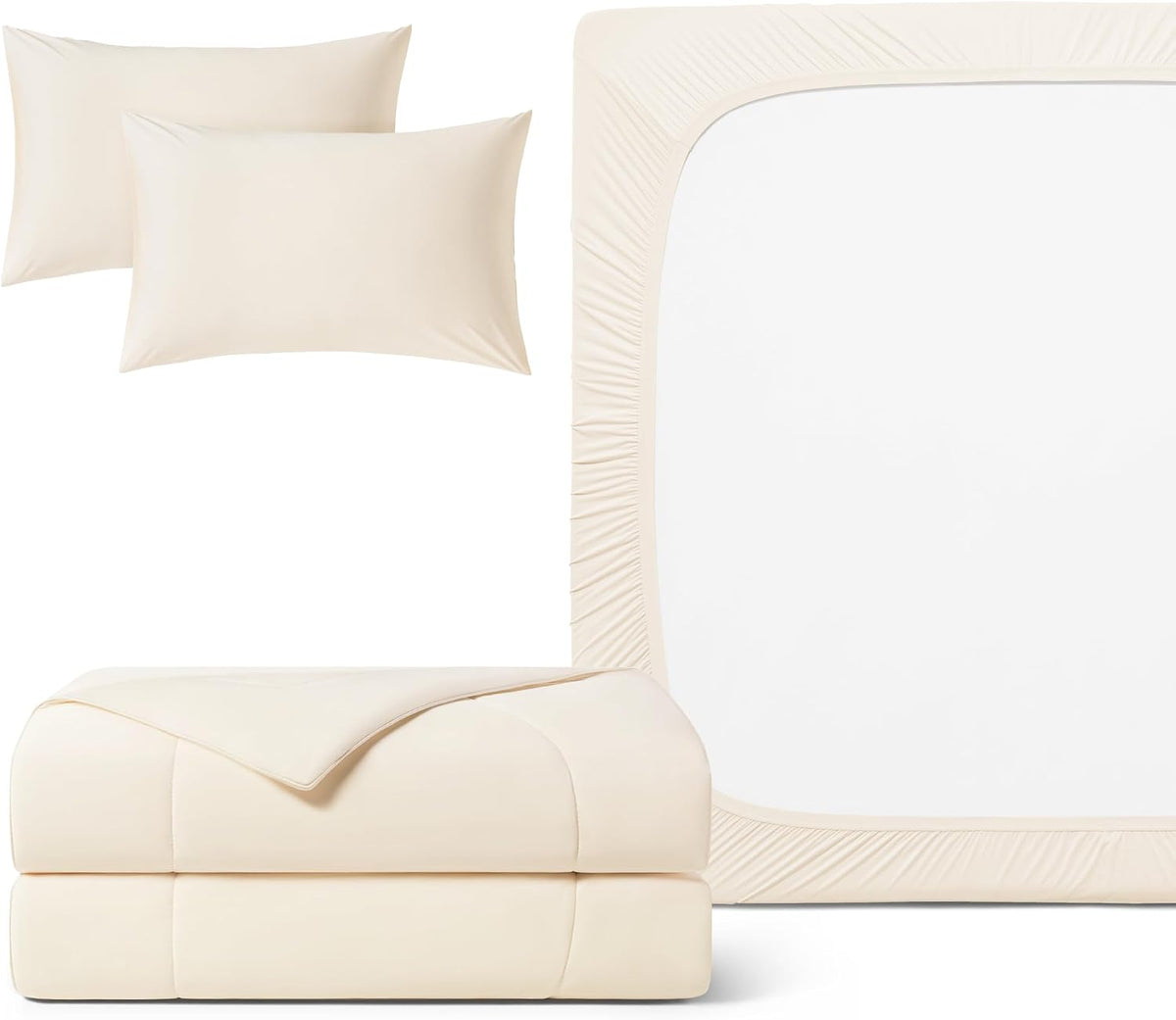 REST Compre 2 OBTENGA 35 por ciento de descuento: Evercool Comforter Plus 3PC Starter Sheet Set, en marfil nieve, tamaño King