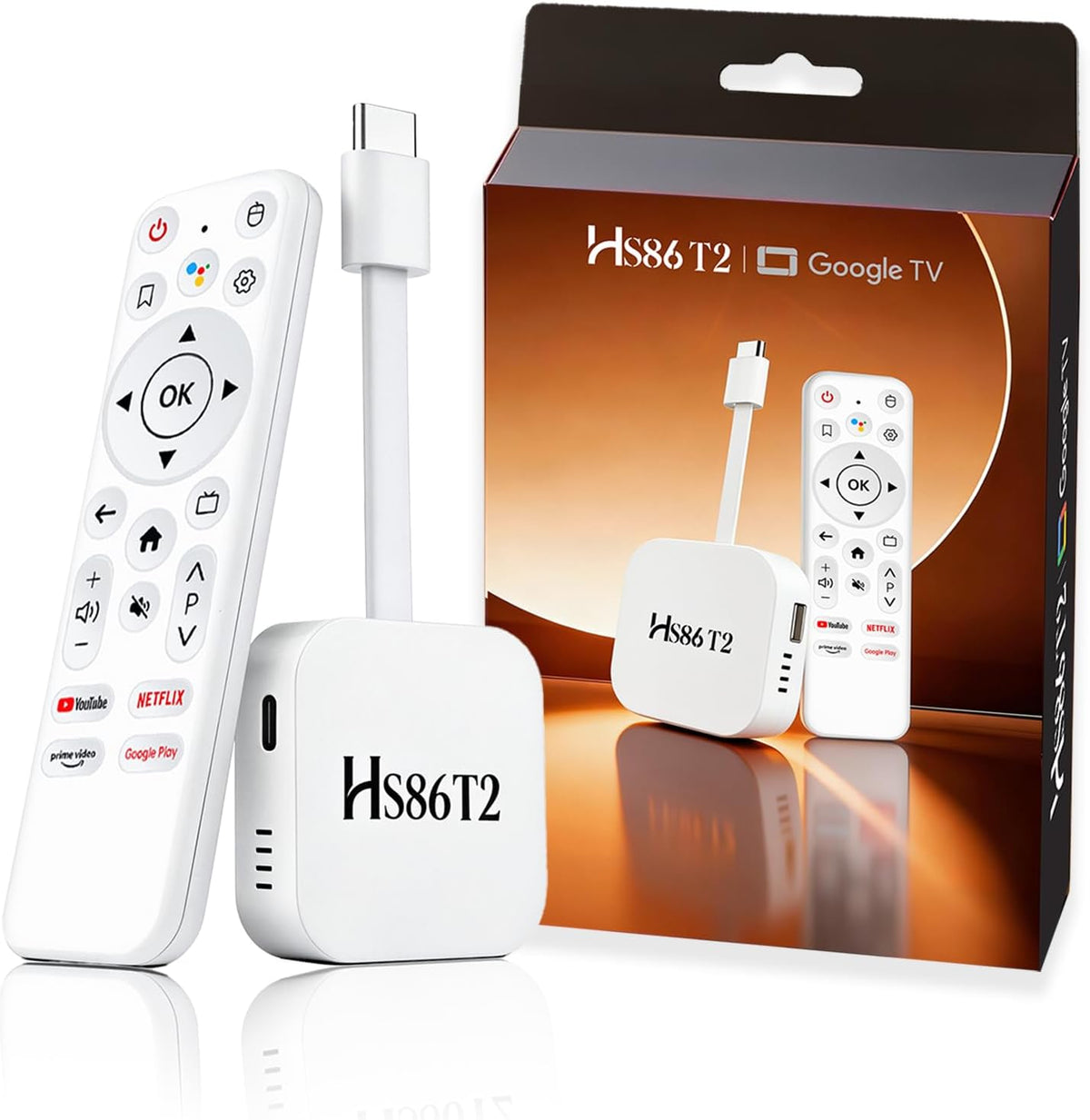 Último Smart TV Stick Android 14.0 2026 4K @60fps Ultra HD TV Stick Android Box 2GB RAM 16GB ROM RK3518 procesador Dual WiFi 6 2.4G/5G BT5 HDR10+ USB2.0 HDMI 2.0 con control remoto por voz Bluetooth