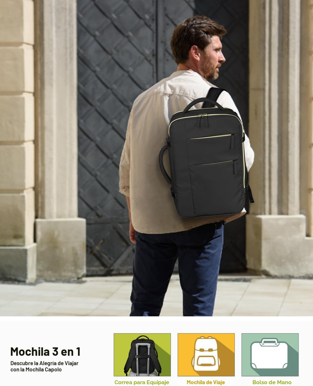 Mochila de viaje Capolo para mujeres y hombres, mochila impermeable...