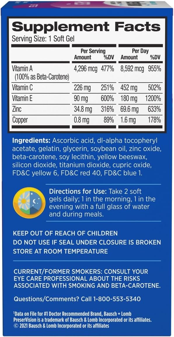 PreserVision AREDS - Suplemento de vitaminas y minerales para ojos,...