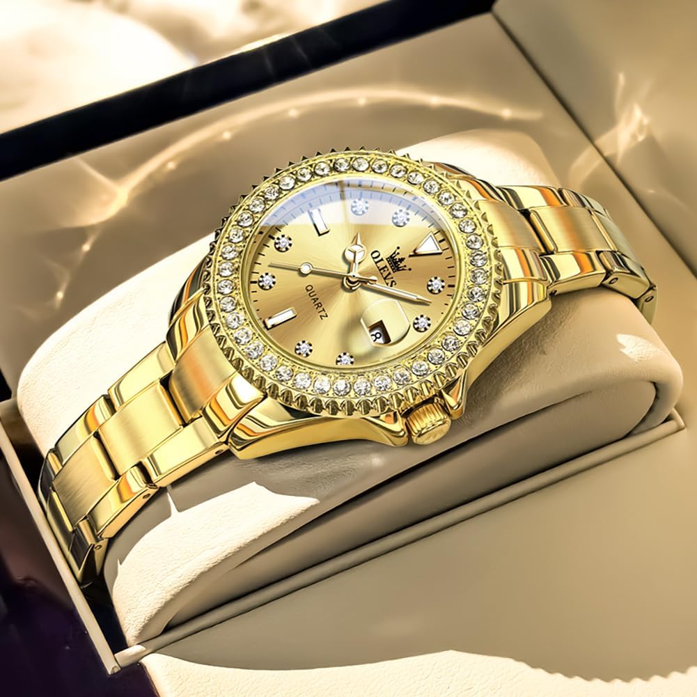 OLEVS Relojes para Mujer de Vestir Lujo Acero Inoxidable a Prueba de Agua Reloj de Muñeca