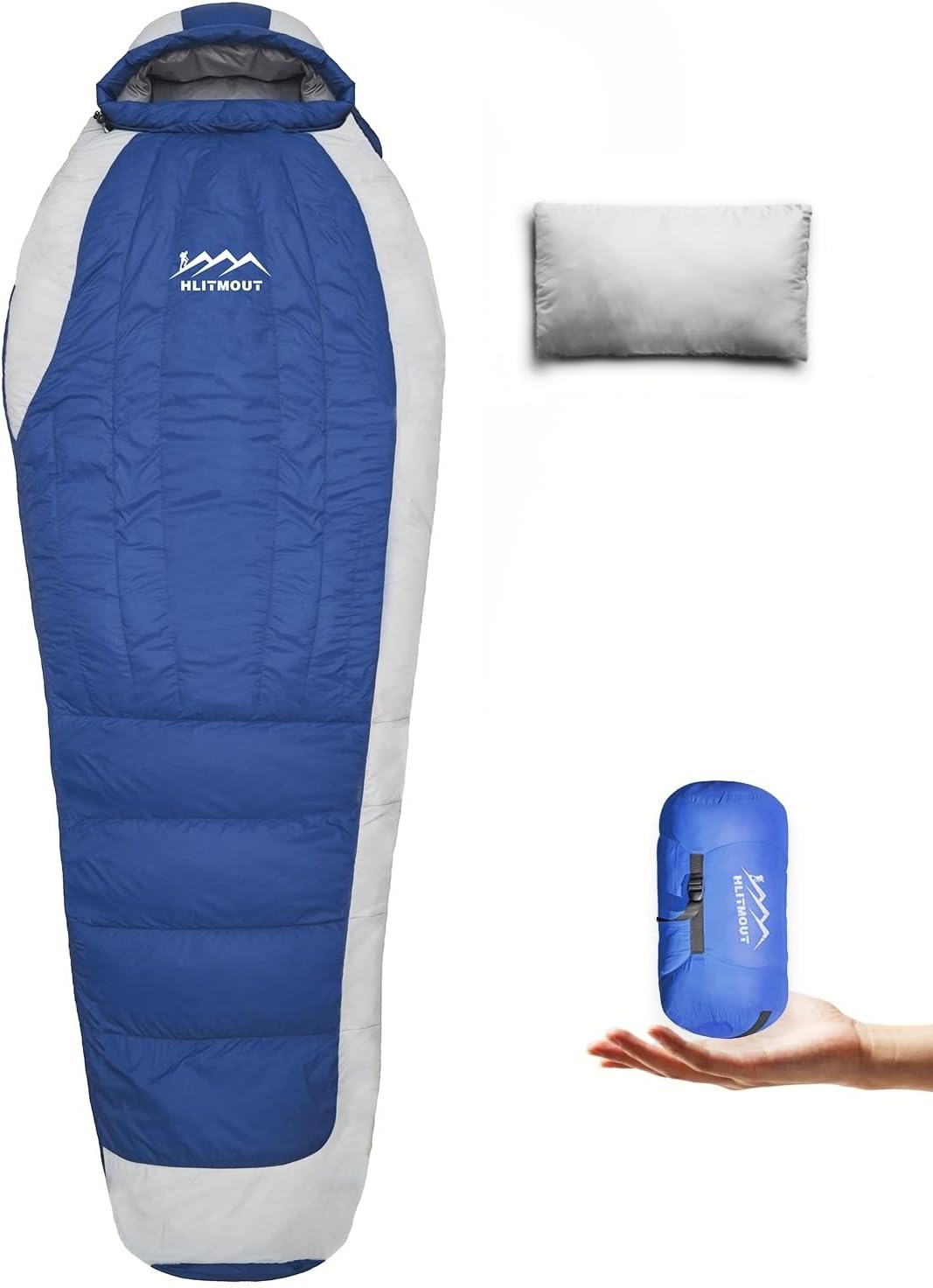 Saco de dormir de plumón con almohada para adultos y adolescentes