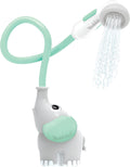 Yookidoo Cabezal de ducha para bebé, bomba de agua de elefante y rociador de boquilla para tronco, control de flujo con una sola mano para bebés recién nacidos en bañera o fregadero (turquesa)