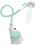 Yookidoo Cabezal de ducha para bebé, bomba de agua de elefante y rociador de boquilla para tronco, control de flujo con una sola mano para bebés recién nacidos en bañera o fregadero (turquesa)