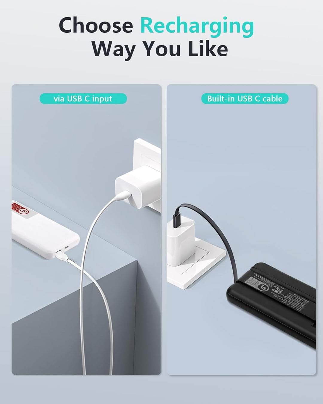 Miady [Listado UL] Paquete de 2 cargadores portátiles, 10000 mAh Sl...