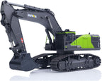 US in Stock, HUINA 1/14 593 Modelo RC Excavadora de tierra de metal y plástico, con luz LED y sonido de simulación, batería 2.4G control remoto 28CH, modelo de grado aficionado para mayores