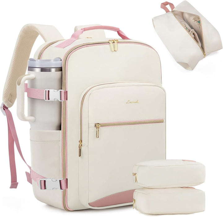 LOVEVOOK Mochila de viaje para llevar en cabina, Beige-rosado, Moch...