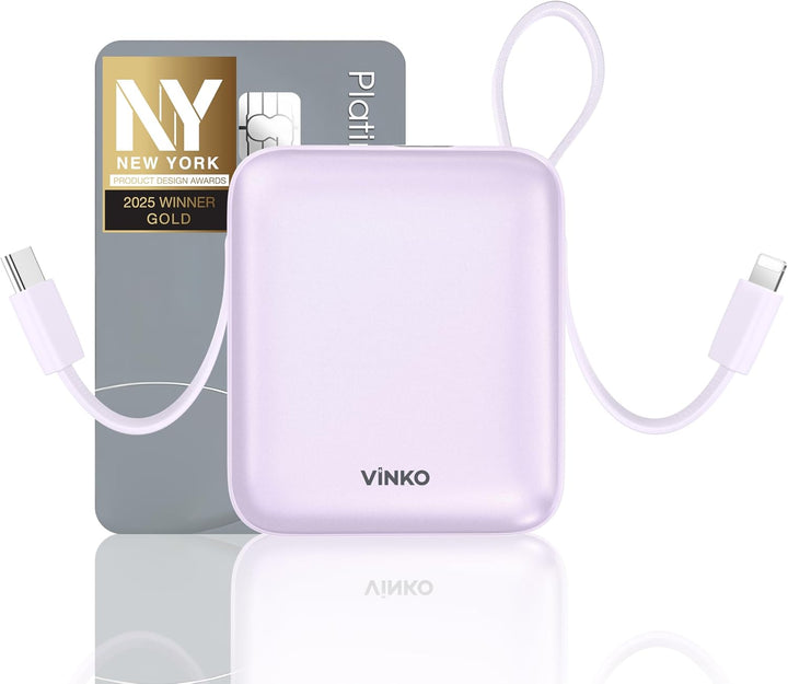 VINKO - Cargador portátil de batería con cables integrados, cargado...