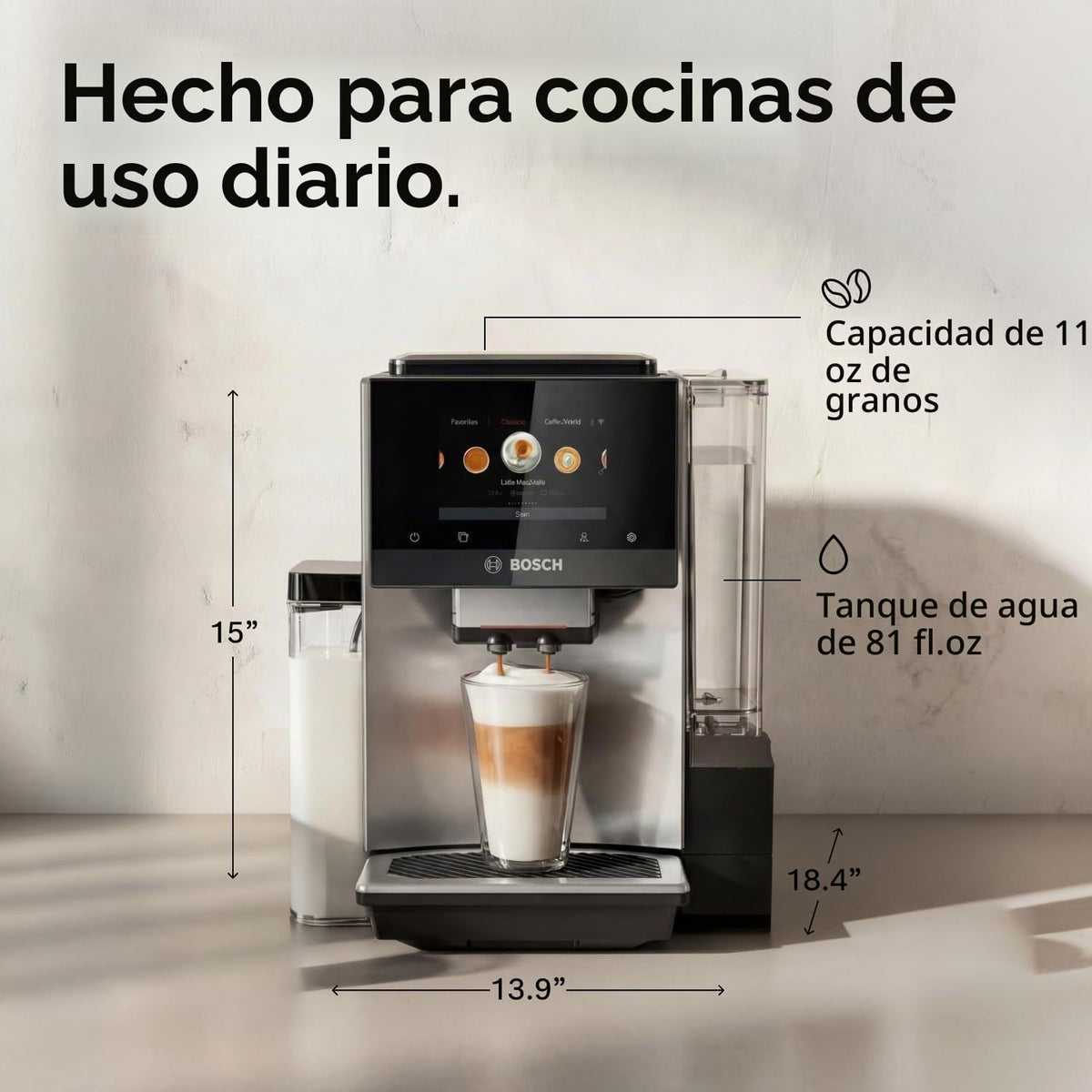 Bosch Serie 800 Máquina de Café y Espresso Totalmente Automática - Acero Inoxidable