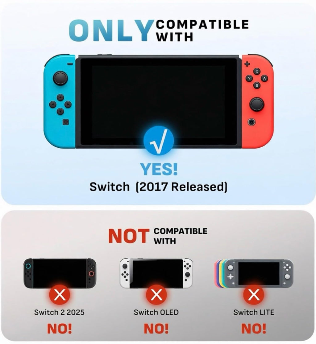 Mumba Funda acoplable compatible con Nintendo Switch 1 (versión 2017), [Blade Series] Funda protectora de TPU con diseño ergonómico y agarre cómodo, accesorios para Switch (negro)