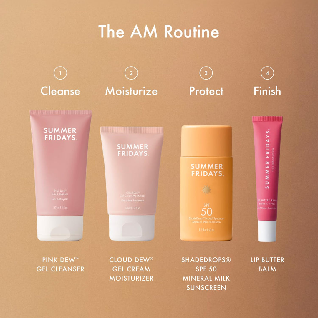 Summer Fridays Morning Trio - Gel de rocío rosa de tamaño viaje, ge...