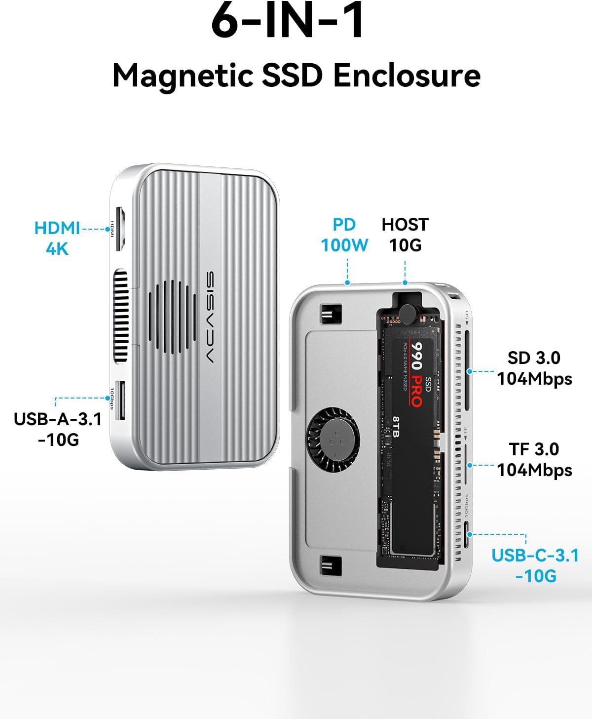 ACASIS Carcasa magnética SSD NVMe M.2 de 10Gbps con grabación 4K ProRes