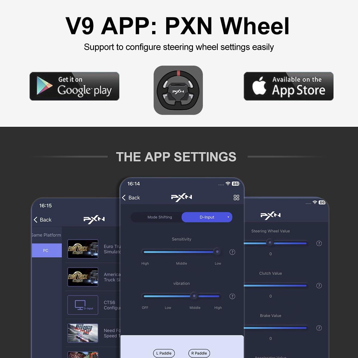 PXN Gaming Racing Wheel V9 Steering Wheel 270/900° Car