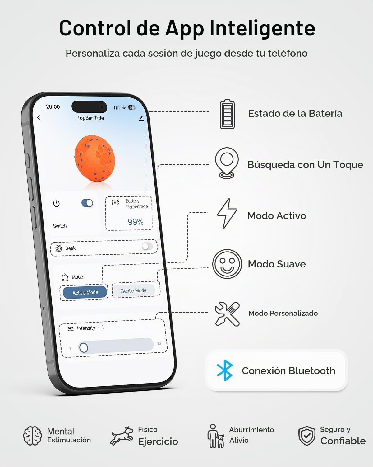 Pelota interactiva inteligente para perros, juguete resistente a las