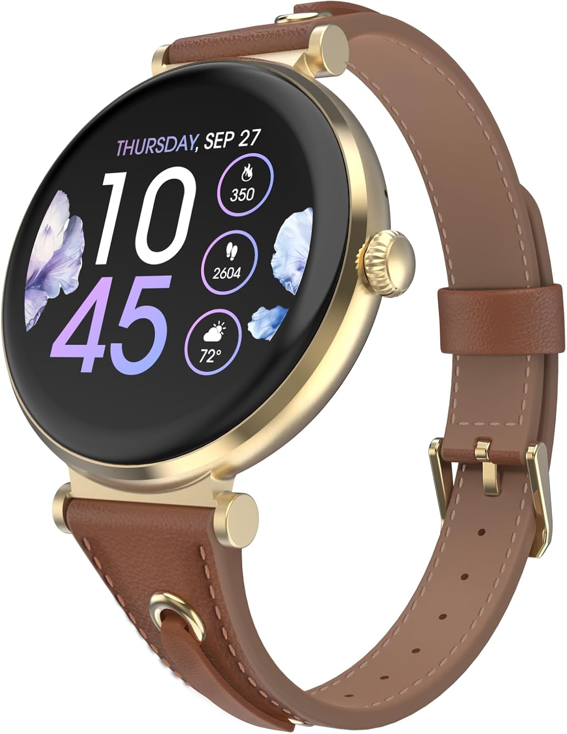 iTouch Bloom - Reloj inteligente para mujer, pantalla AMOLED de 1.32 pulgadas, rastreador de actividad física con llamadas Bluetooth, seguimiento de frecuencia cardíaca y sueño, más de 60 modos deportivos, reloj inteligente impermeable IP68 para Android y
