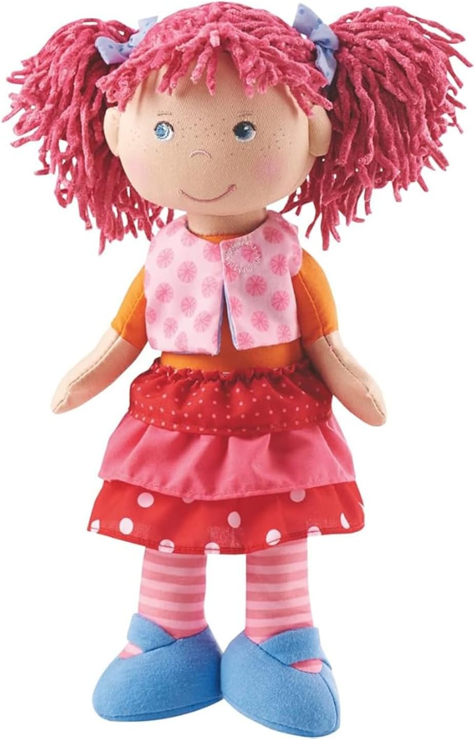 HABA Lilli-Lou Muñeca Blanda de 12 Pulgadas con Cabello Rosa en Colas, Lilli-lou/Cabello rosa