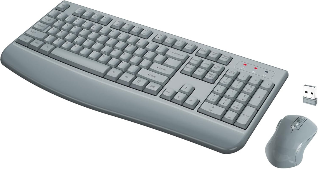 Combo de teclado y ratón inalámbricos de tamaño completo 2.4GHz con...