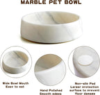 SAMAH Cuenco de mármol blanco para perros, cuenco antideslizante para alimentos y agua, plato pequeño de piedra pesada, cuenco pesado de mármol natural para mascotas, fácil de limpiar, regalos para