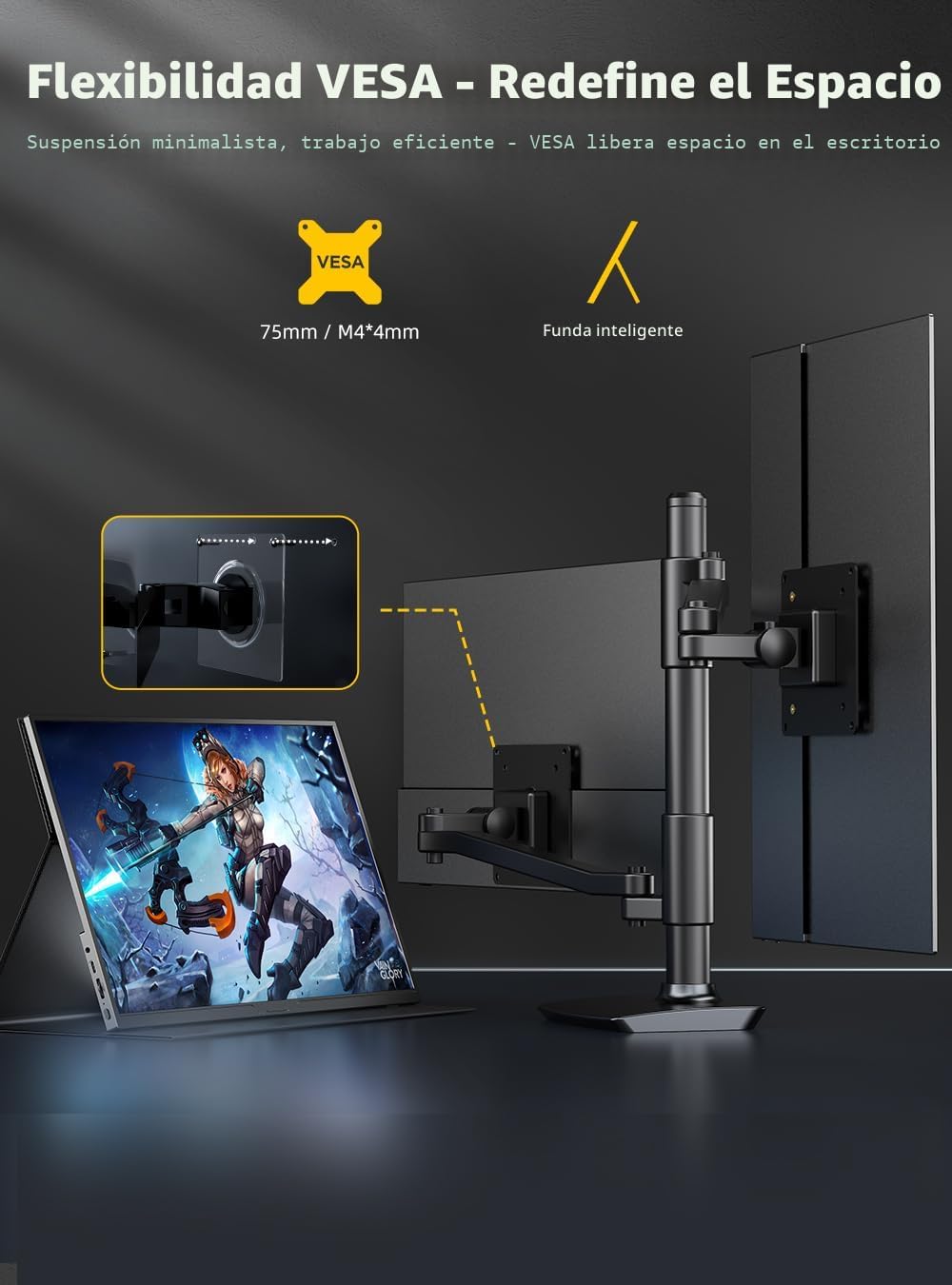 UPERFECT True 4K Monitor portátil QLED, monitor portátil de 15.6 pu...