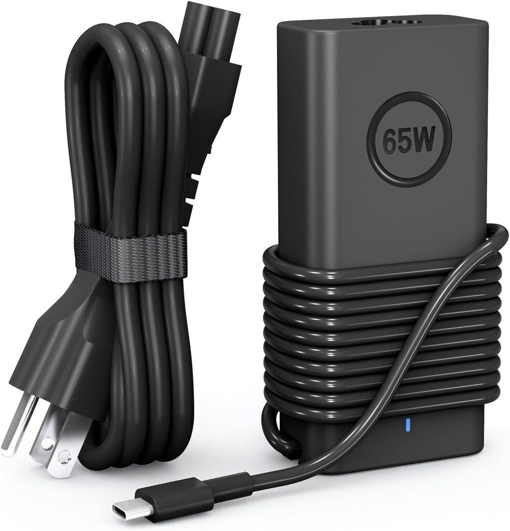 USB-C de 65 W compatible con cargador de laptop Dell XPS 13 y cargador Latitude 3340 3440 3540 3550 5420 5430 5520 5320 5340 5440 5550 7440 7490 7640 7410 7410 7410 7 122 in -en-1 9440 portátil 2 en 1 - Cable de alimentación incluido
