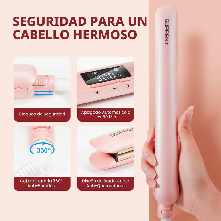 SUPRENT Plancha de pelo de 1 pulgada, alisadora de cerámica 2 en 1...