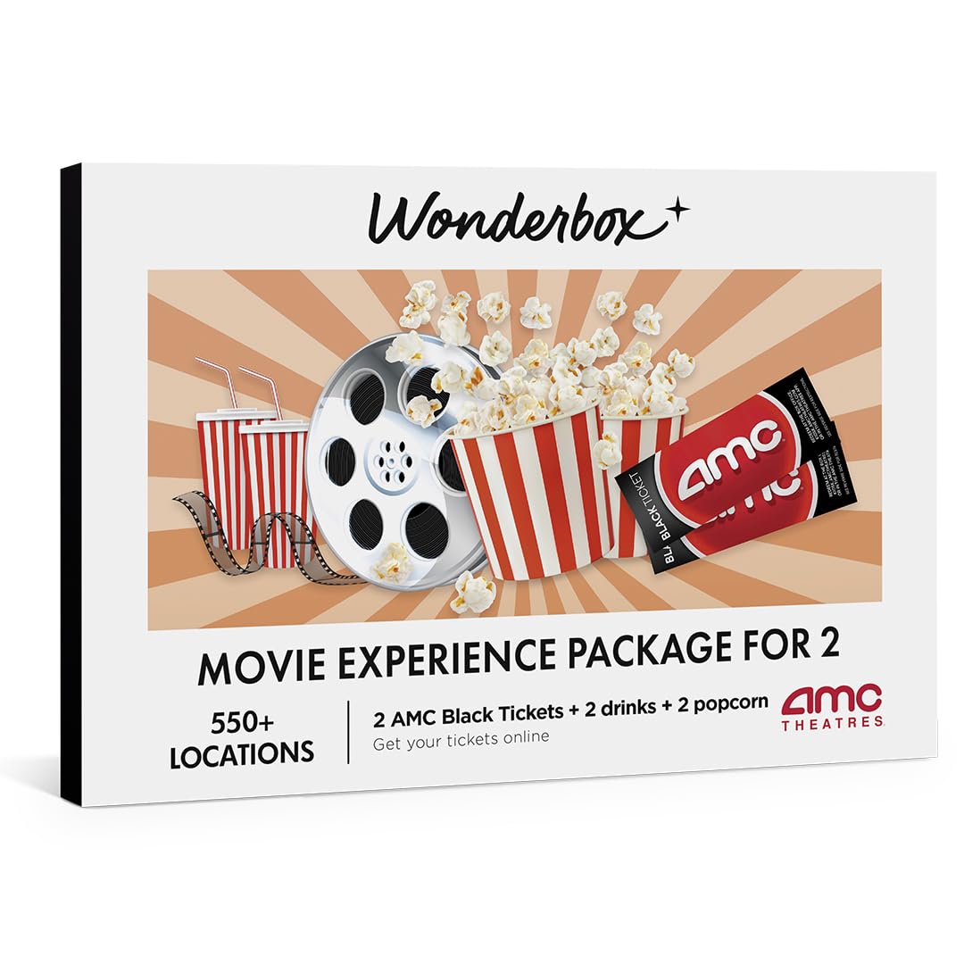 Experiencia de Noche de Cine WONDERBOX AMC para 2, Caja de Regalo con 2 Entradas de Cine, Bebidas y Palomitas, Válido en 550 Ubicaciones
