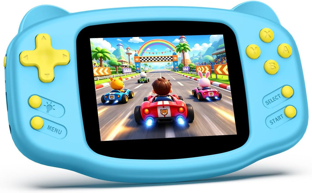 Juego de mano para niños, 300 videojuegos retro integrados, reproductor de juegos portátil de 16 bits con pantalla HD de 3.2 pulgadas, batería recargable, mini juguete de viaje electrónico de regalo
