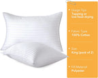 Oubonun Juego de 2 Almohadas Tamaño King - Almohadas Alternativas de Plumón Esponjosas y de Soporte con Funda de Algodón con Cremallera - Transpirables y Frescas para Todas las Posiciones de Dormir