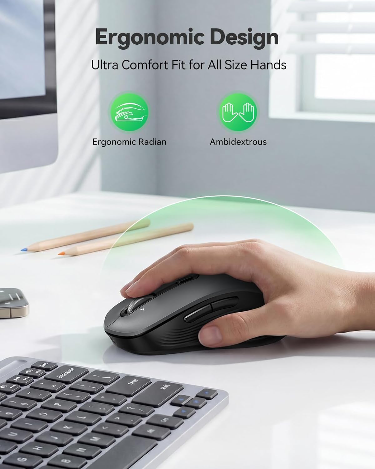 TECKNET Ratón Bluetooth recargable, [USB + BT5.0 + BT3.0], mouse in...