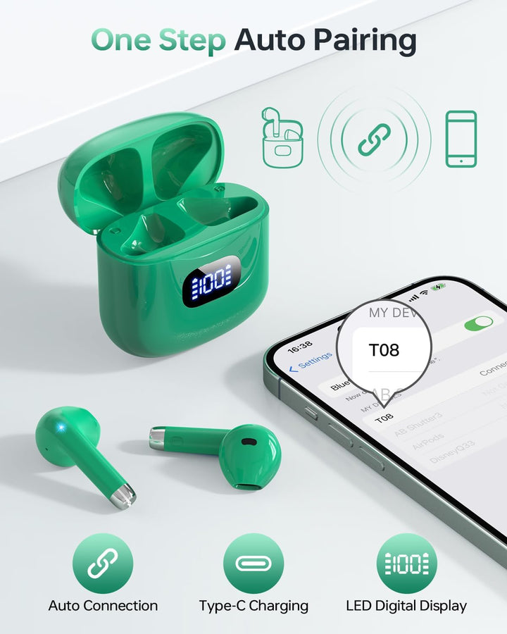 KTGEE Auriculares inalámbricos Bluetooth 5.3, reproducción de 40 ho...