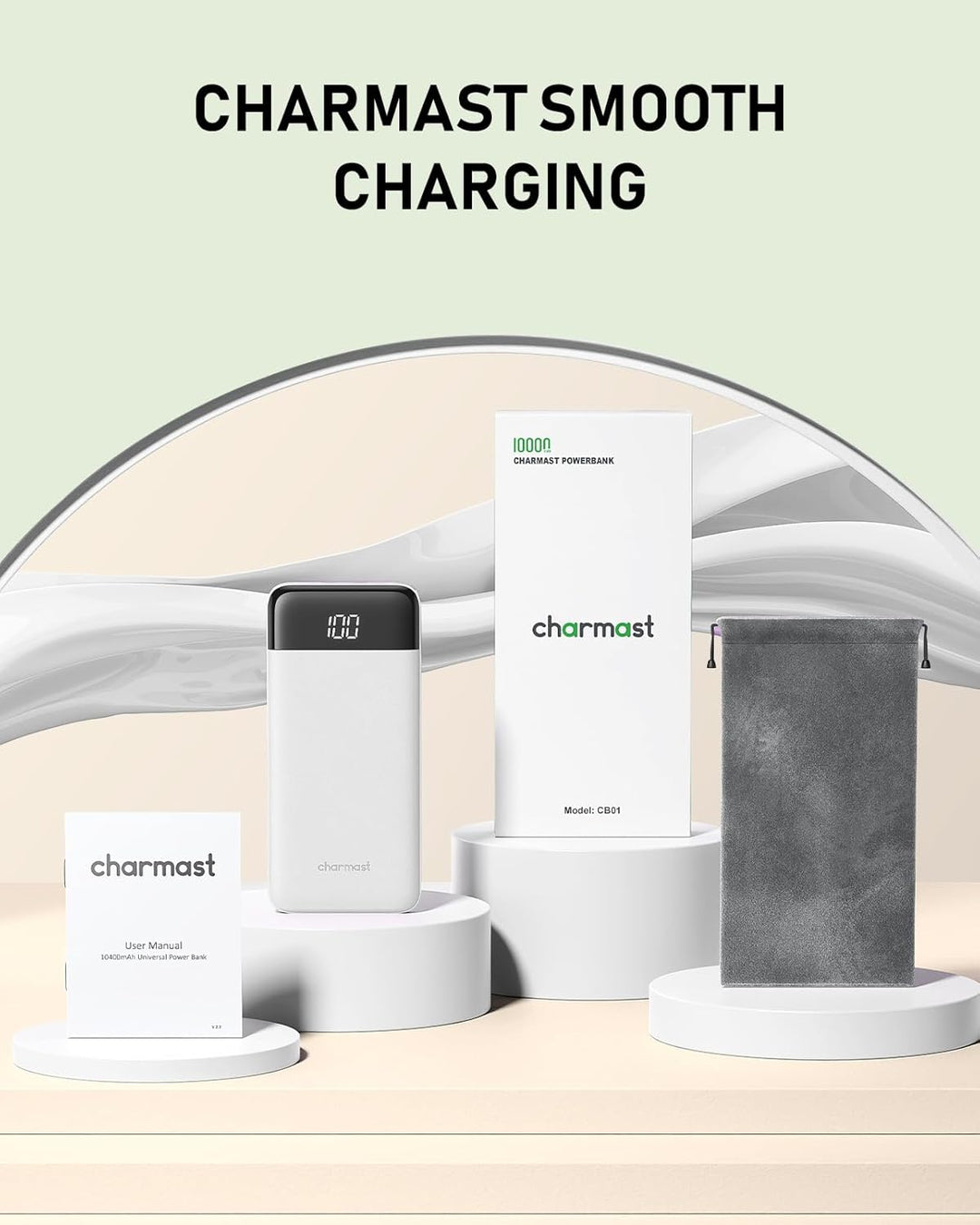 Charmast Cargador portátil con cables incorporados, batería externa...