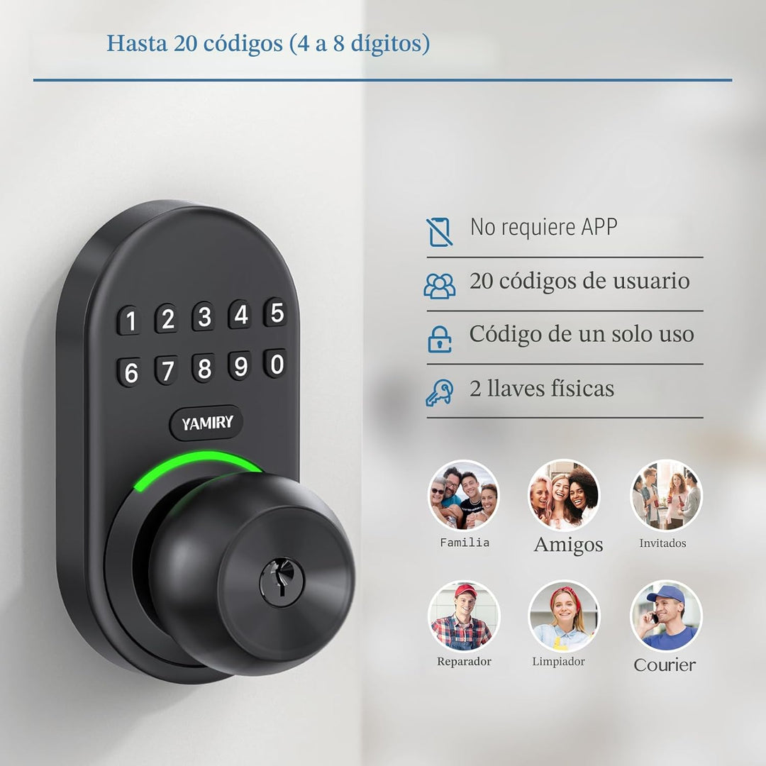 Yamiry - Cerradura inteligente con teclado, cerradura digital de en...