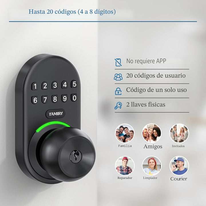 Yamiry - Cerradura inteligente con teclado, cerradura digital de en...