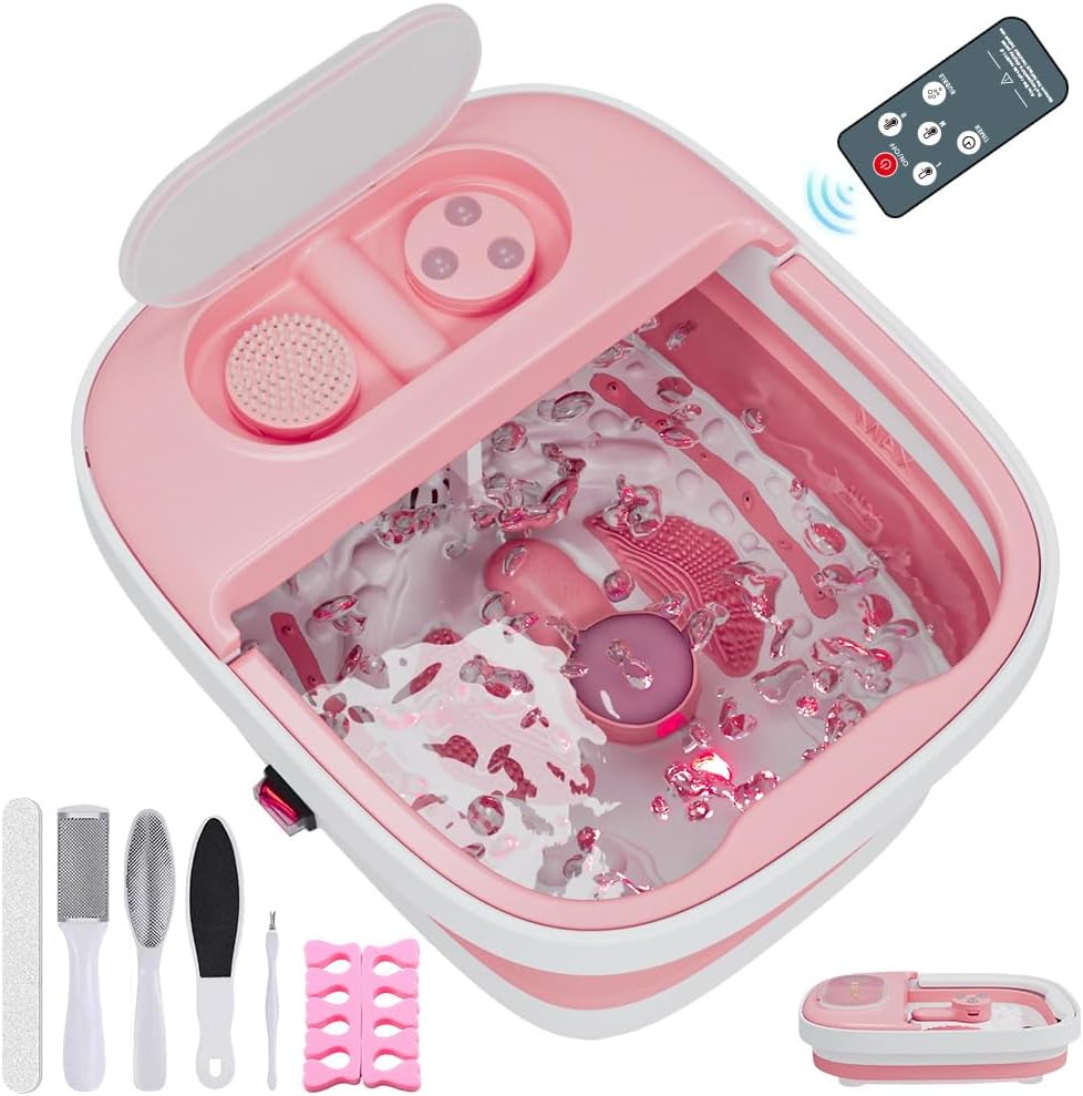 Aqvesane Masajeador de baño plegable para pies con calor, control r...