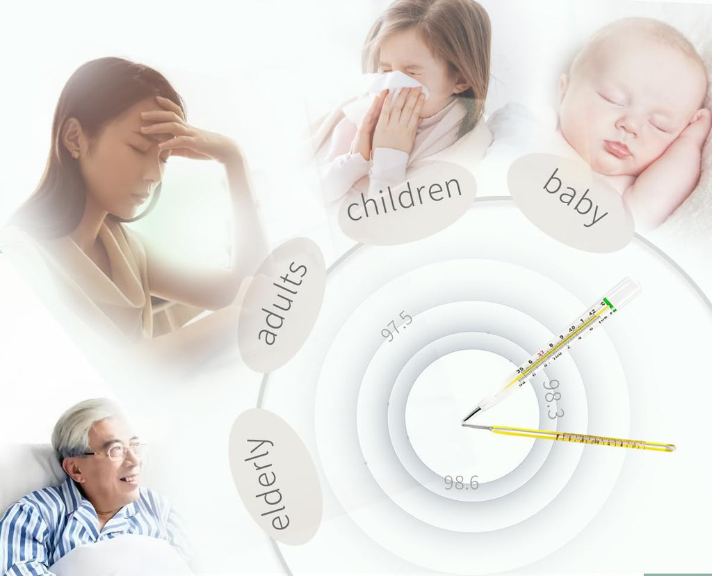 ℉ Termómetro oral para adultos y niños, 2 unidades, termómetro de vidrio para temperatura rectal, lectura precisa y fácil - AiBi TECH