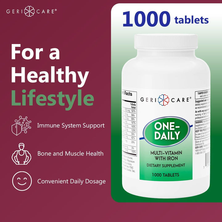 GeriCare Multi-vitamina con hierro para un día, suplemento nutricio...