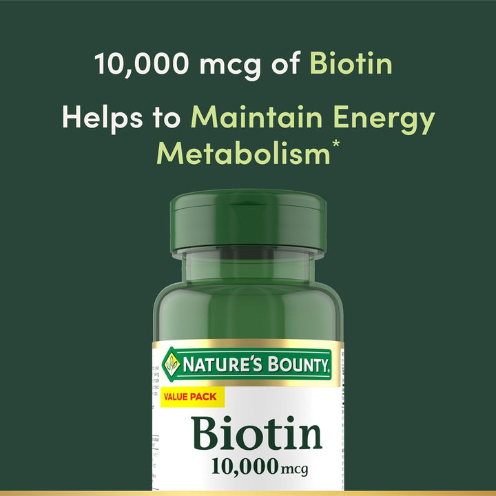 Nature\u2019s Bounty - Biotina de 10,000 mcg, fortalece la salud de...